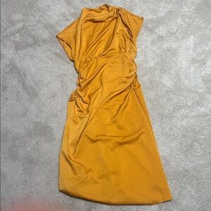 Mustard Ruched Side Dress